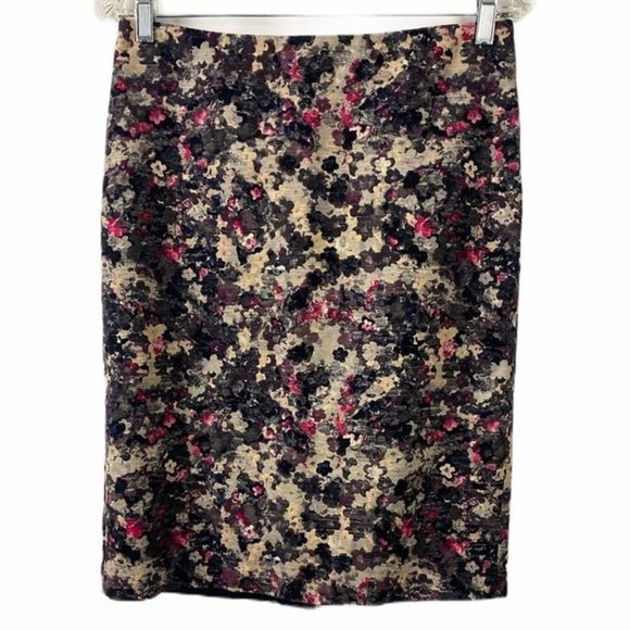 TALBOTS Women's Sz 2 Petite Multicolor watercolor Ikat Print Pencil Skirt - Picture 1 of 4